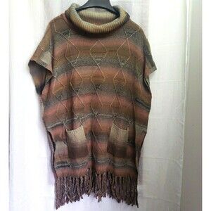Dor Dor Couture Anthropologie Cowl Neck Fringe Sweater Oversized Dolman Boho Med